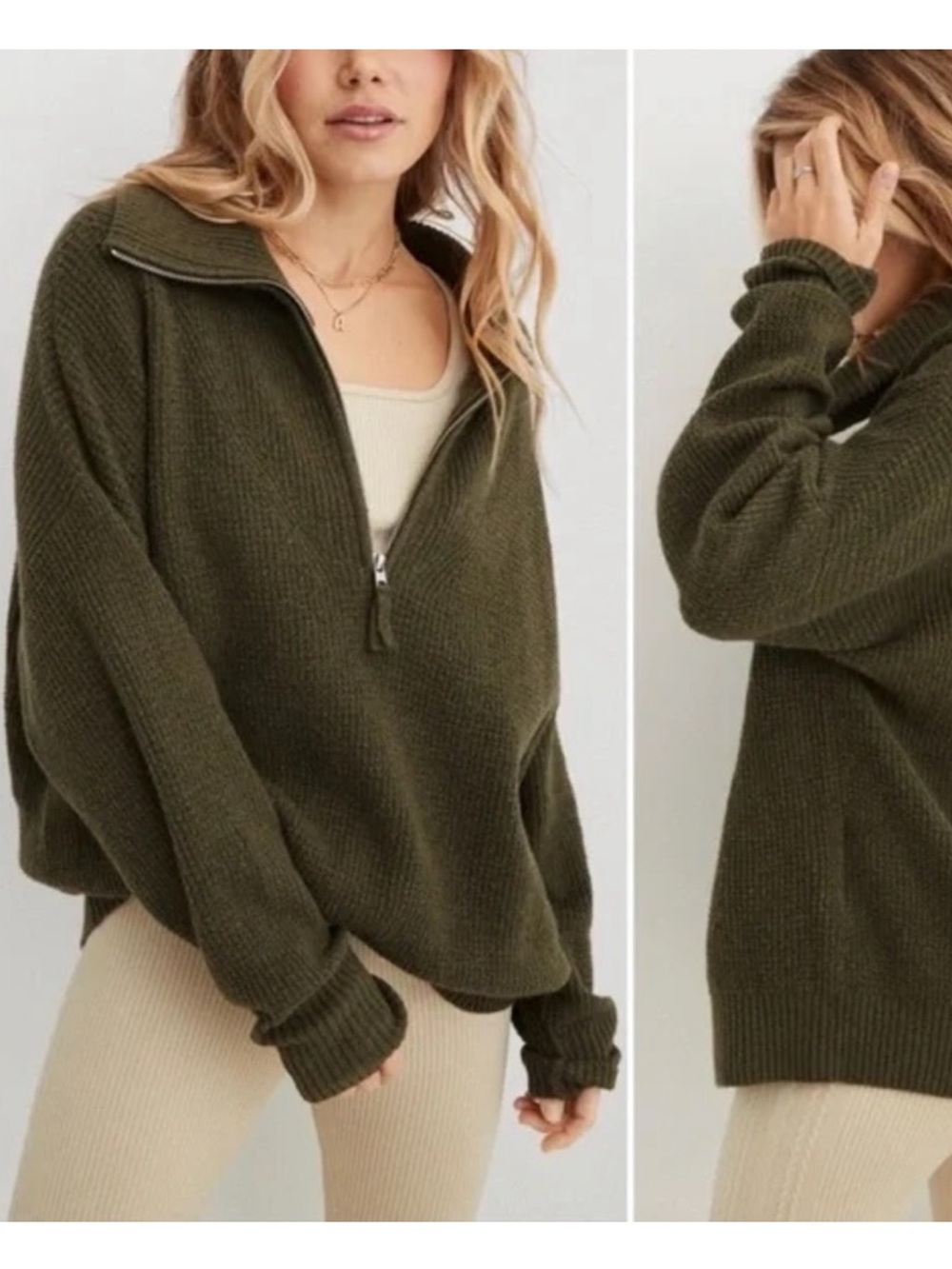 Aerie oversized pullover waffle knit sweater